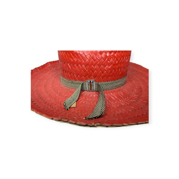 Vintage American Harvest Hat Co Sun Toppers Red Woven Straw Hat Size Medium - Picture 14 of 14